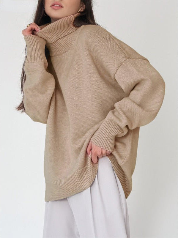Pull femme oversized col roulé