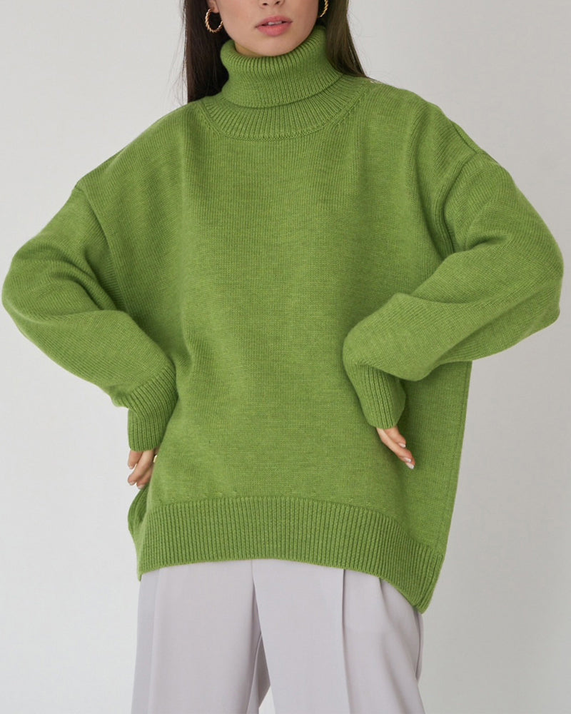 Pull femme oversized col roulé