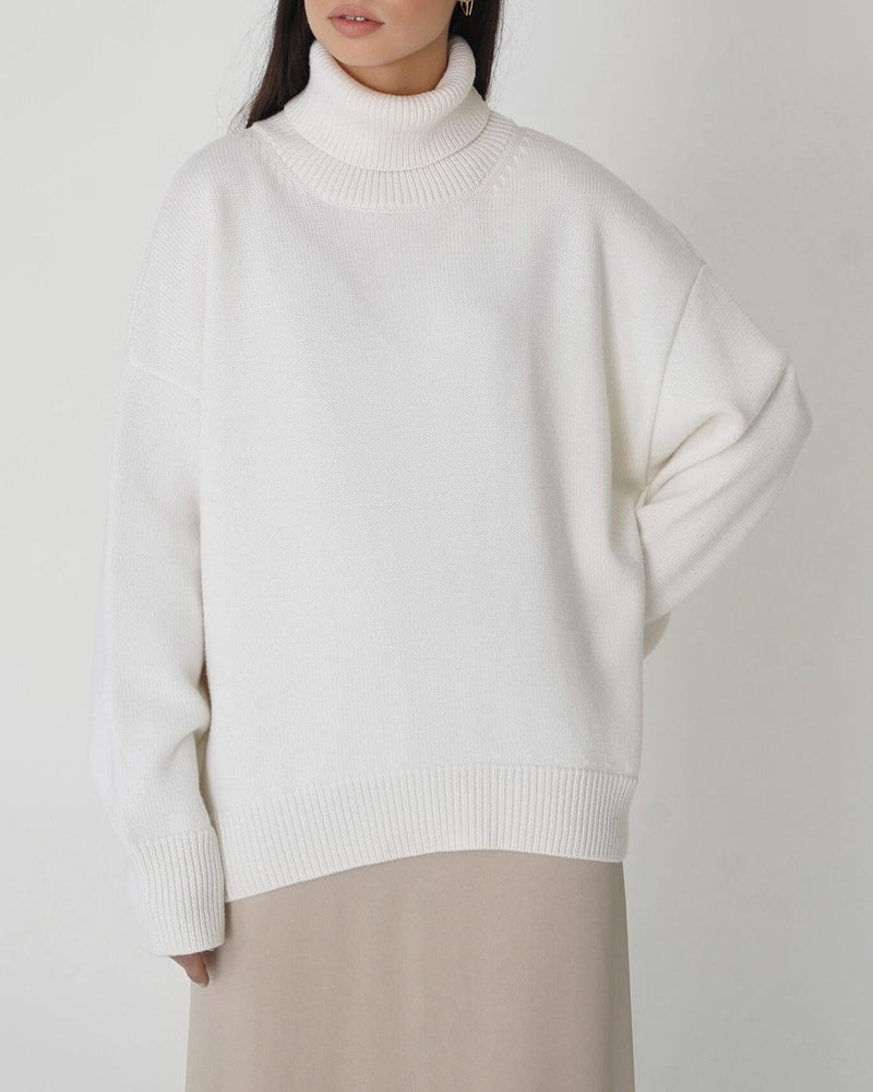 Pull femme oversized col roulé