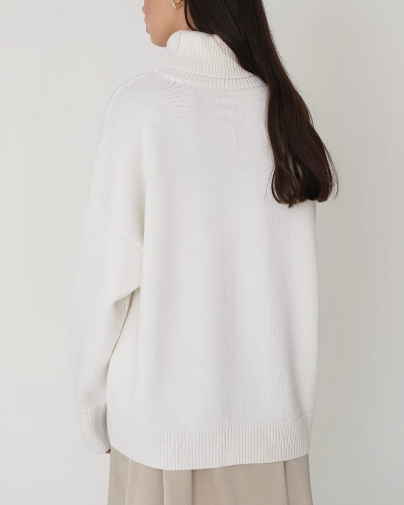 Pull femme oversized col roulé