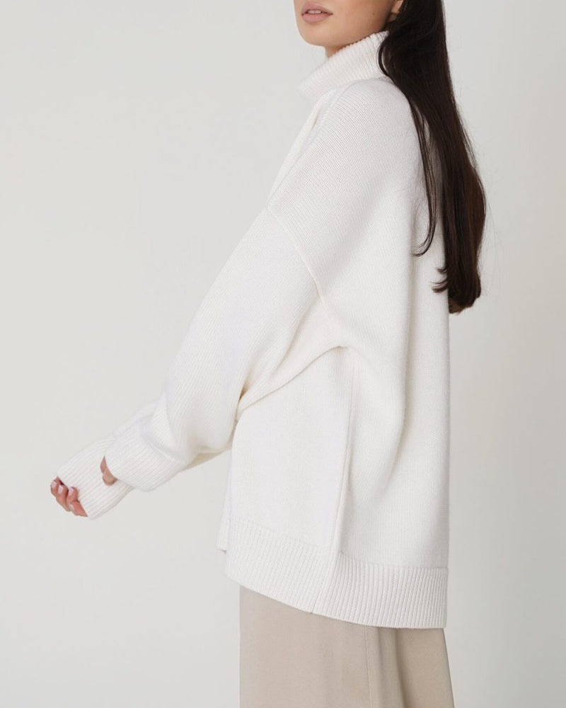 Pull femme oversized col roulé