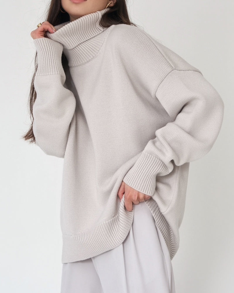 Pull femme oversized col roulé