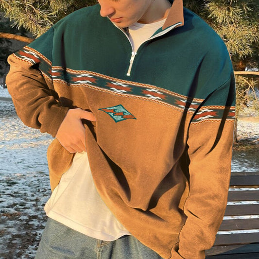 Pull moderne à col montant et demi-zip