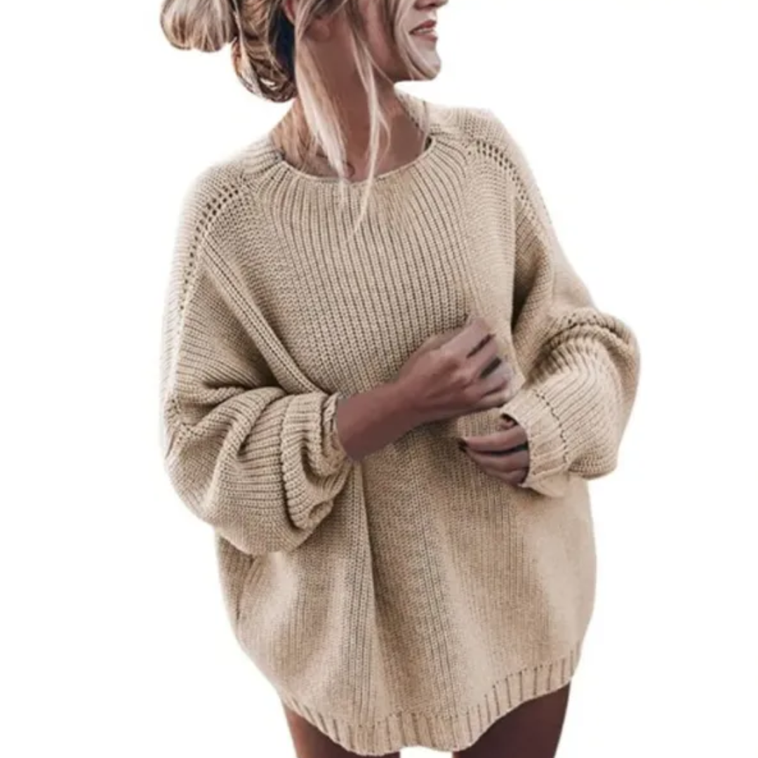 Pull oversize en maille à col rond pour femme