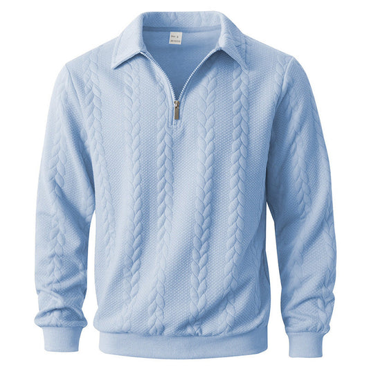 Pull polo en maille à demi-zip et torsades pour homme