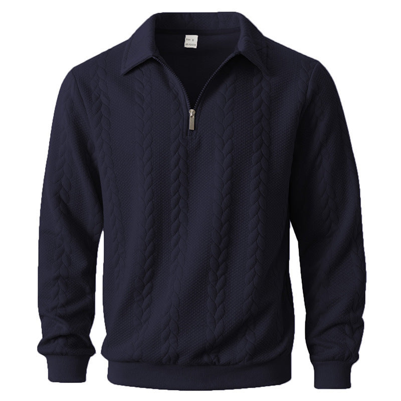 Pull polo en maille à demi-zip et torsades pour homme
