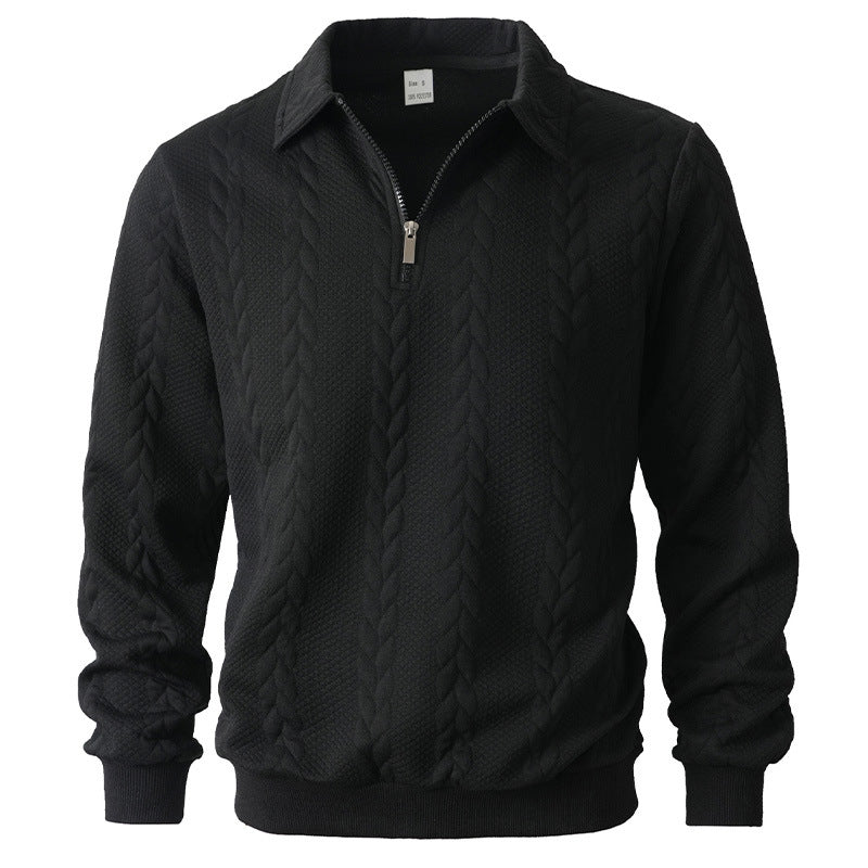 Pull polo en maille à demi-zip et torsades pour homme
