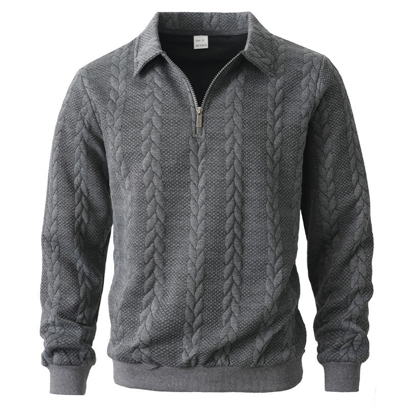 Pull polo en maille à demi-zip et torsades pour homme
