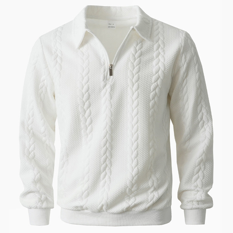 Pull polo en maille à demi-zip et torsades pour homme