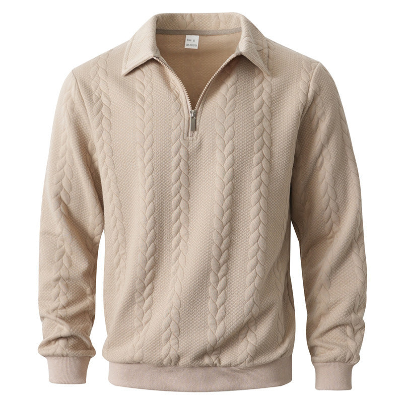 Pull polo en maille à demi-zip et torsades pour homme