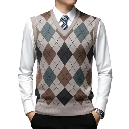 Pull sans manches élégant en tricot de coton pour homme