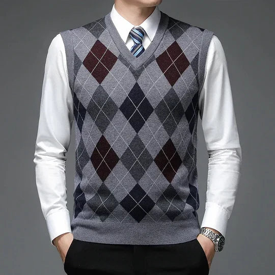 Pull sans manches élégant en tricot de coton pour homme