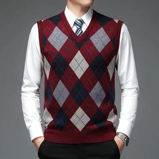Pull sans manches élégant en tricot de coton pour homme