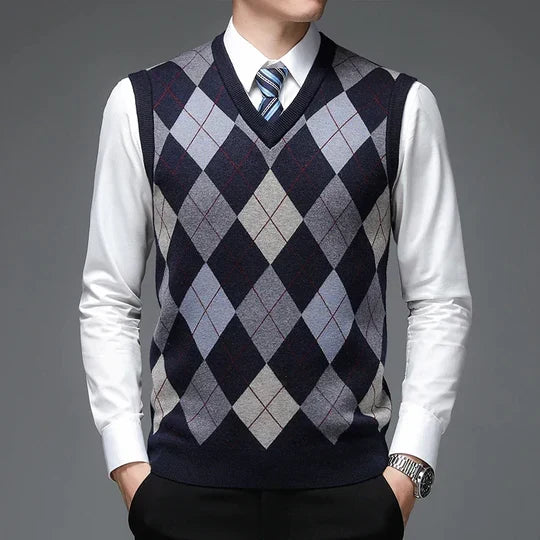 Pull sans manches élégant en tricot de coton pour homme
