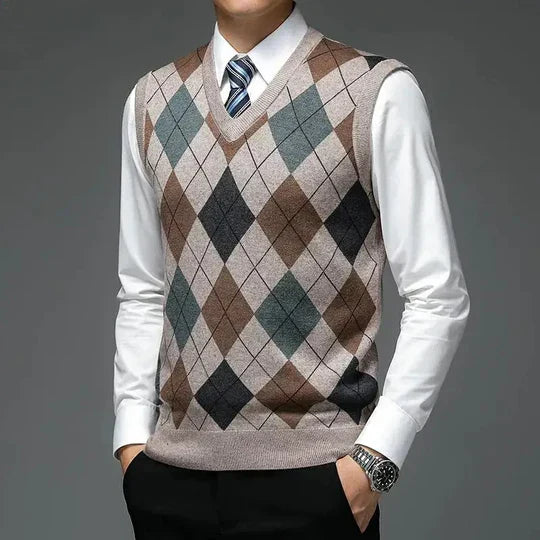 Pull sans manches élégant en tricot de coton pour homme