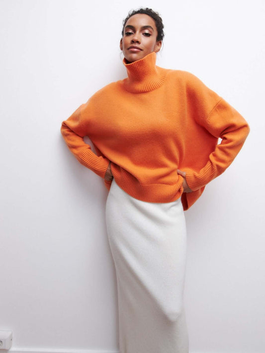 Pull tricot oversized femme col roulé