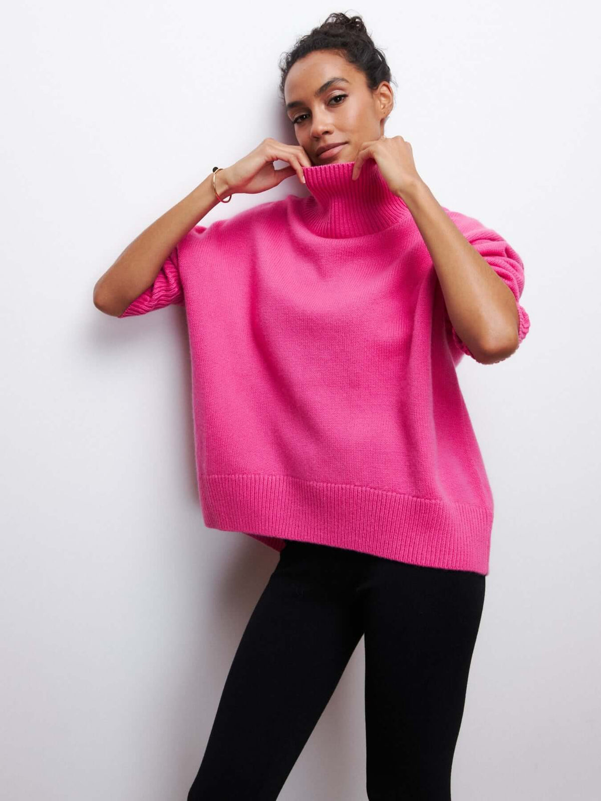 Pull tricot oversized femme col roulé