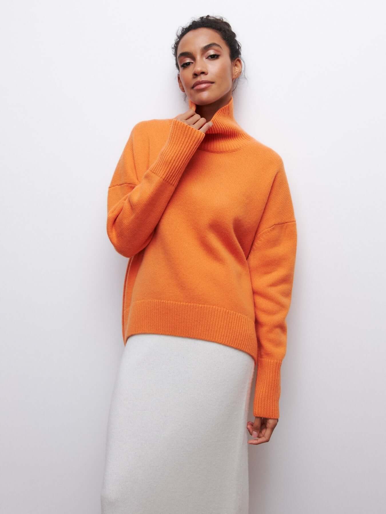 Pull tricot oversized femme col roulé