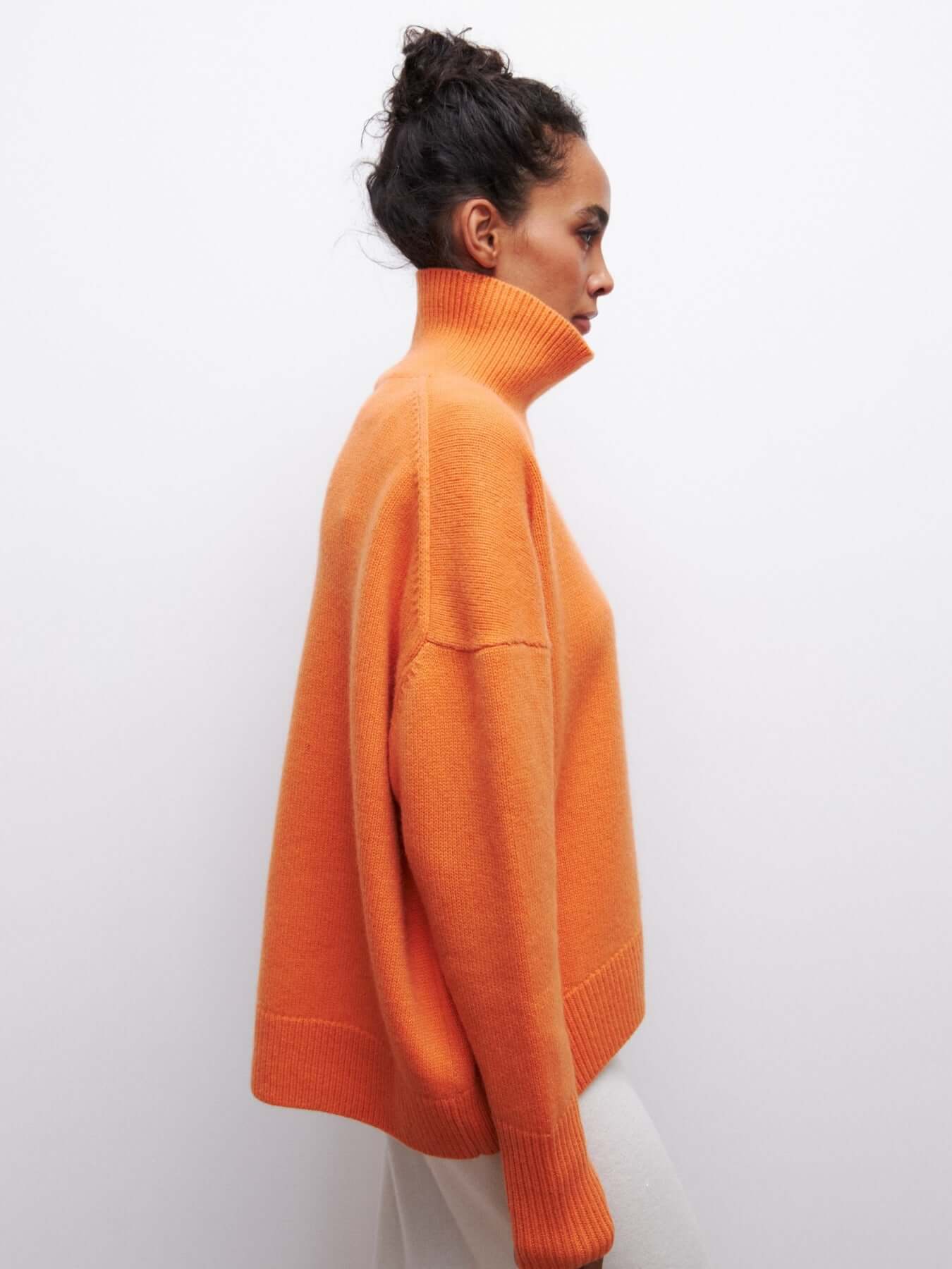 Pull tricot oversized femme col roulé
