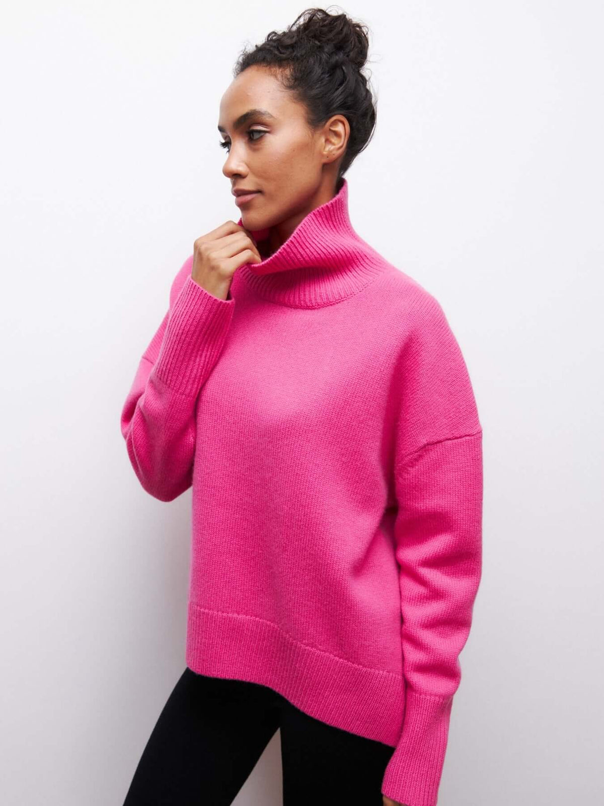 Pull tricot oversized femme col roulé