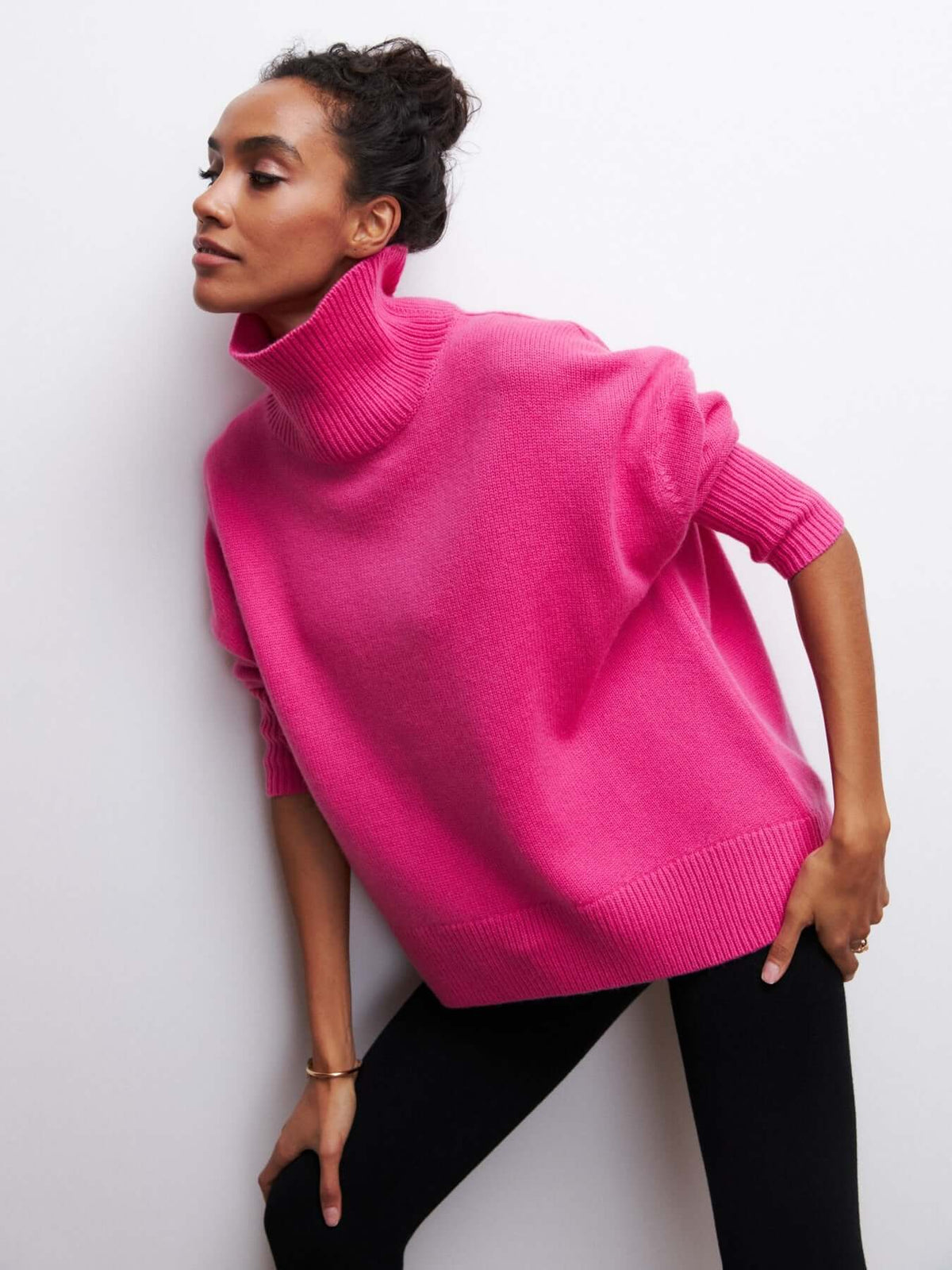 Pull tricot oversized femme col roulé