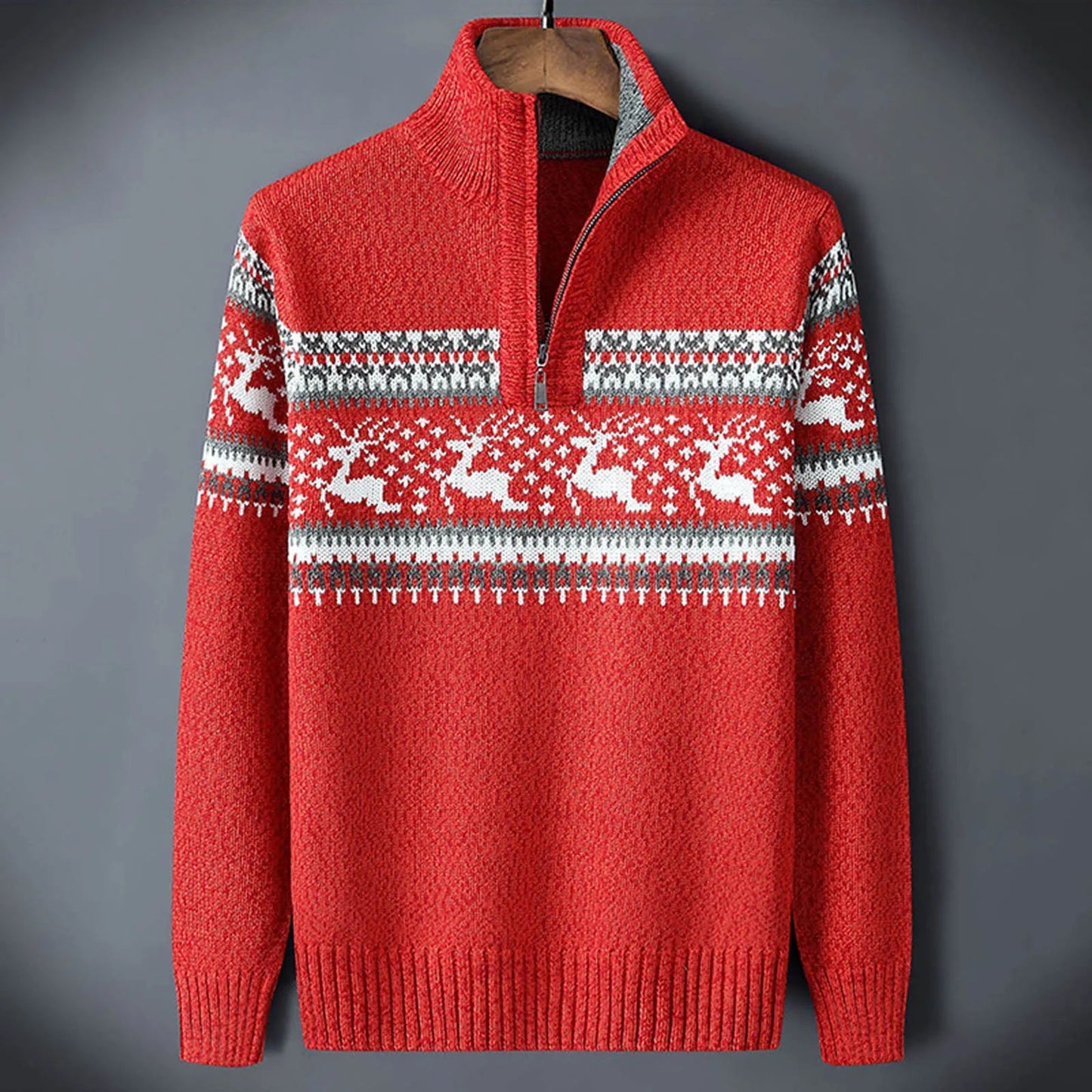 Pull tricoté à demi-zip Fair Isle pour homme