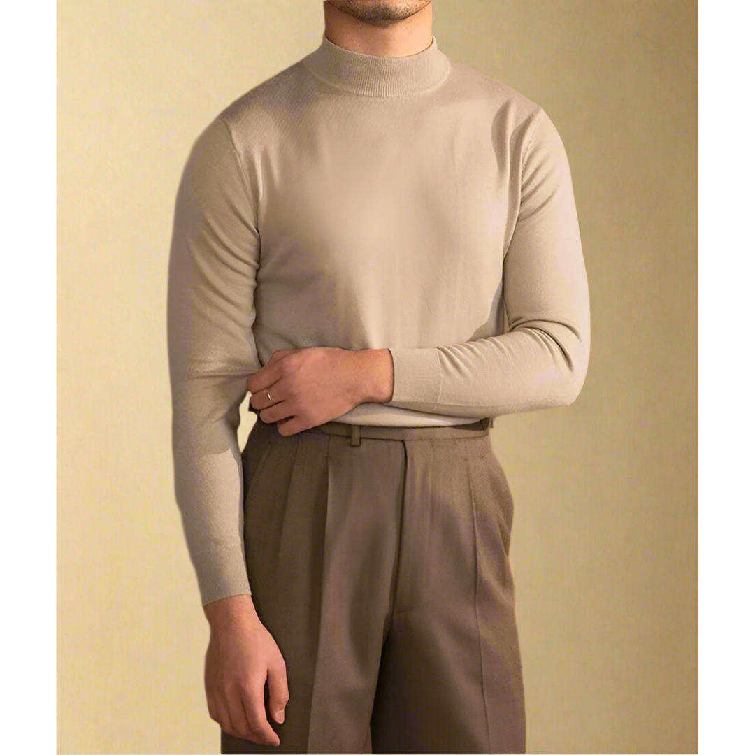 Pull tricoté coupe ajustée à col semi-montant pour homme