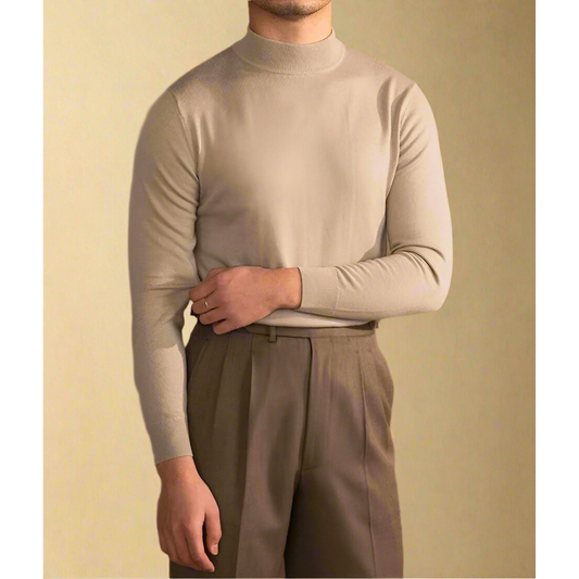 Pull tricoté coupe ajustée à col semi-montant pour homme