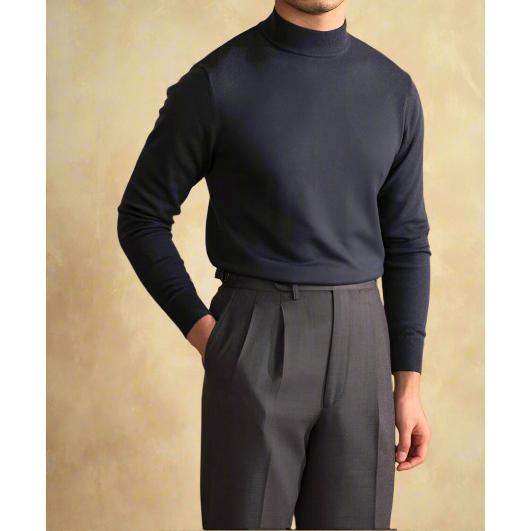 Pull tricoté coupe ajustée à col semi-montant pour homme