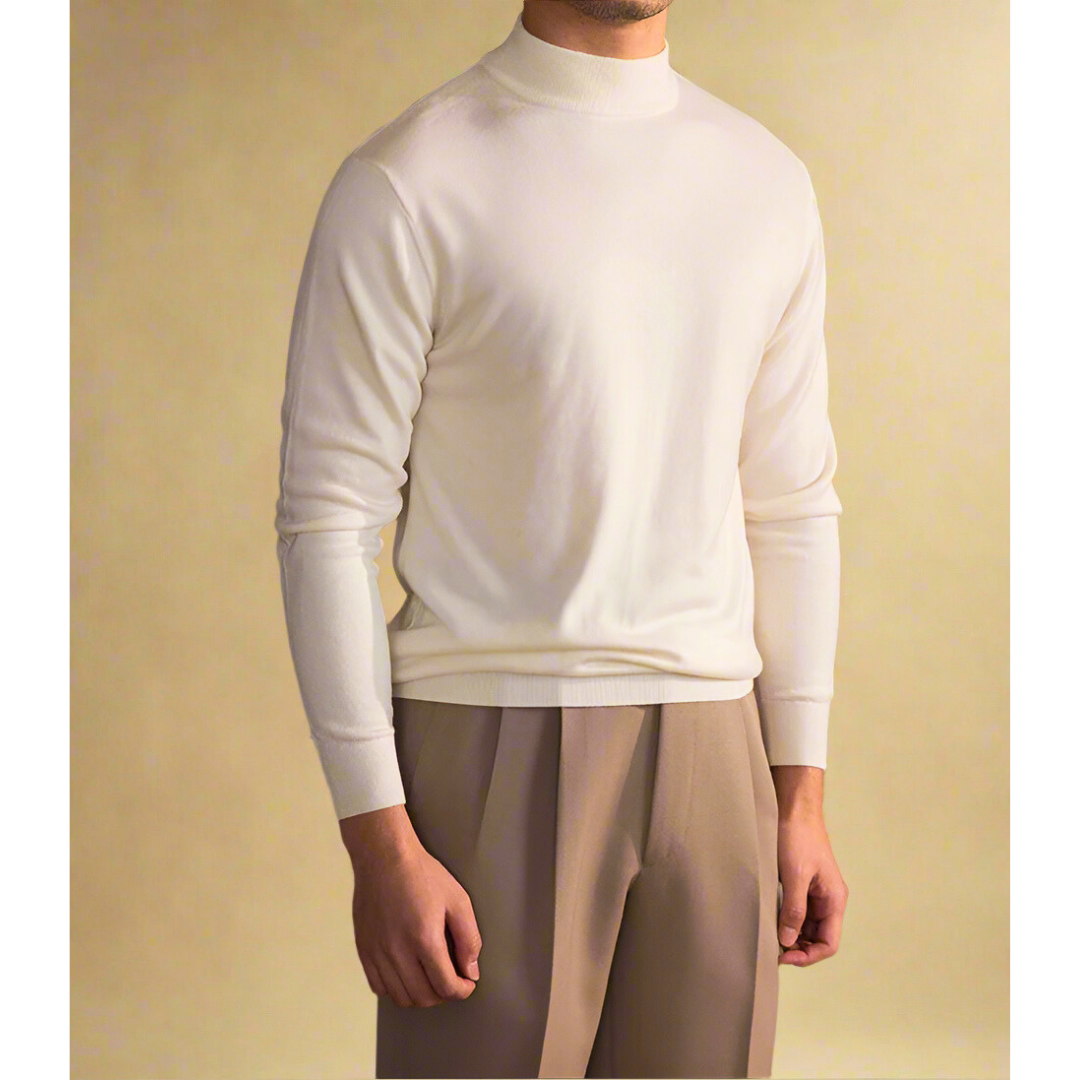 Pull tricoté coupe ajustée à col semi-montant pour homme