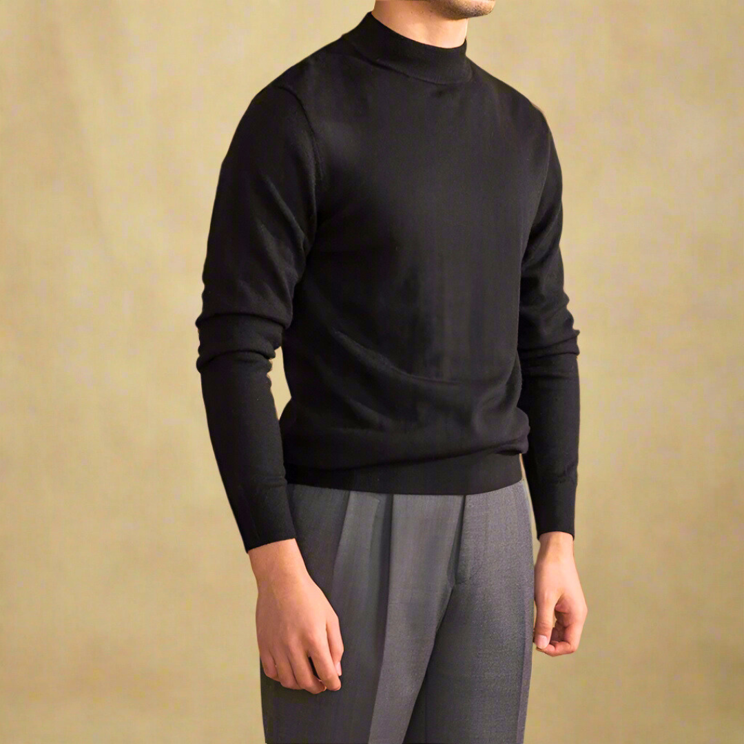 Pull tricoté coupe ajustée à col semi-montant pour homme