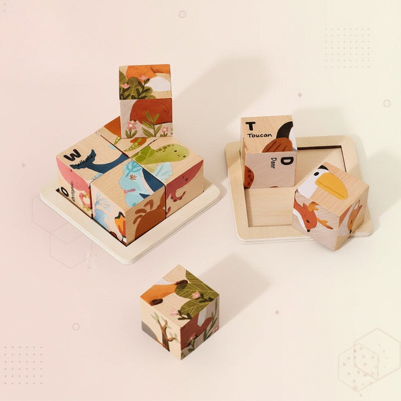 Puzzle en bois animaux Montessori 6-en-1