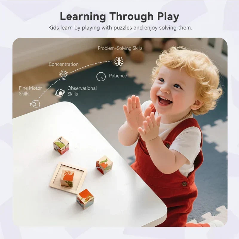 Puzzle en bois animaux Montessori 6-en-1