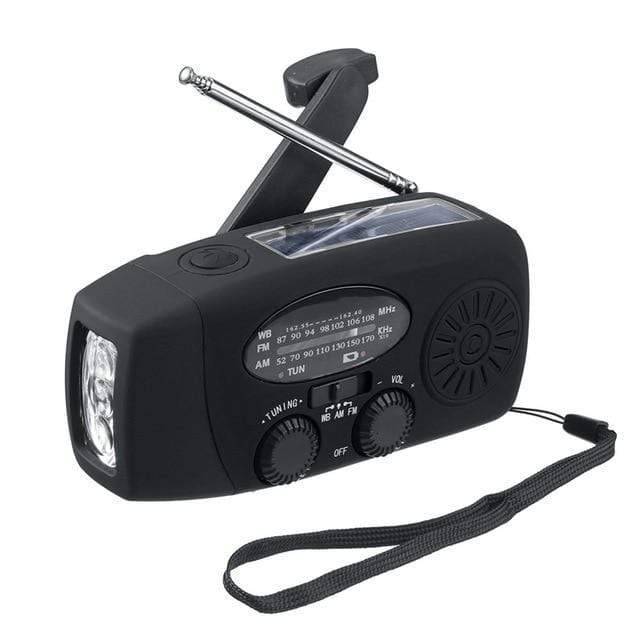 Radio d'urgence à manivelle avec lampe de poche et batterie externe