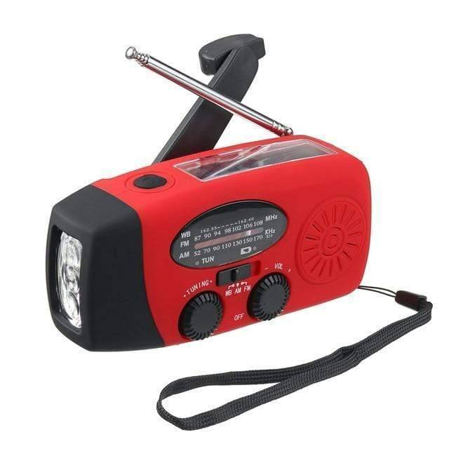 Radio d'urgence à manivelle avec lampe de poche et batterie externe
