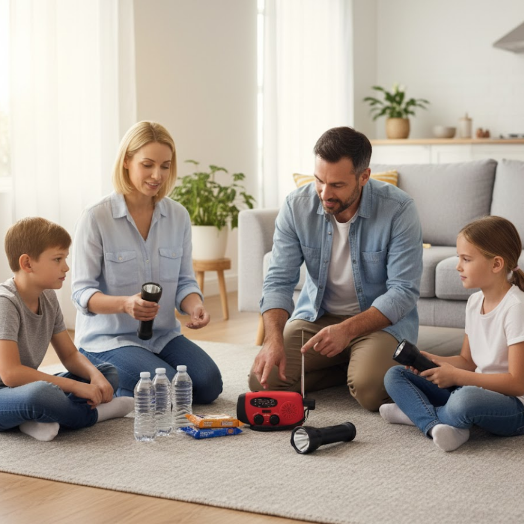 Radio d'urgence avec manivelle et panneau solaire