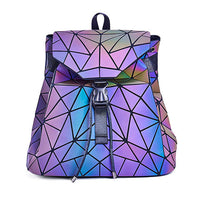 Mochila geométrica reflectante que cambia de color para mujer