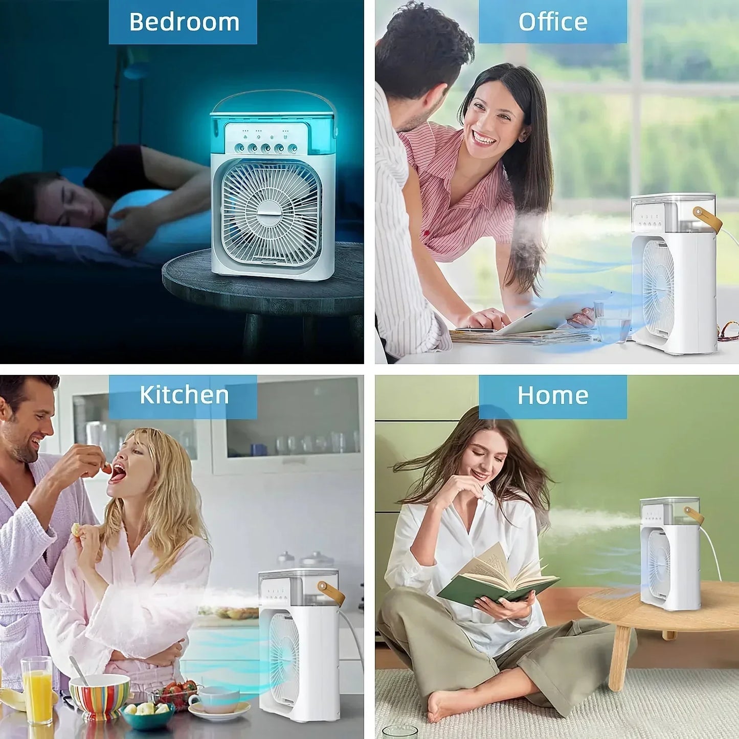Refroidisseur d'air portable 3 en 1 avec humidificateur et veilleuse LED