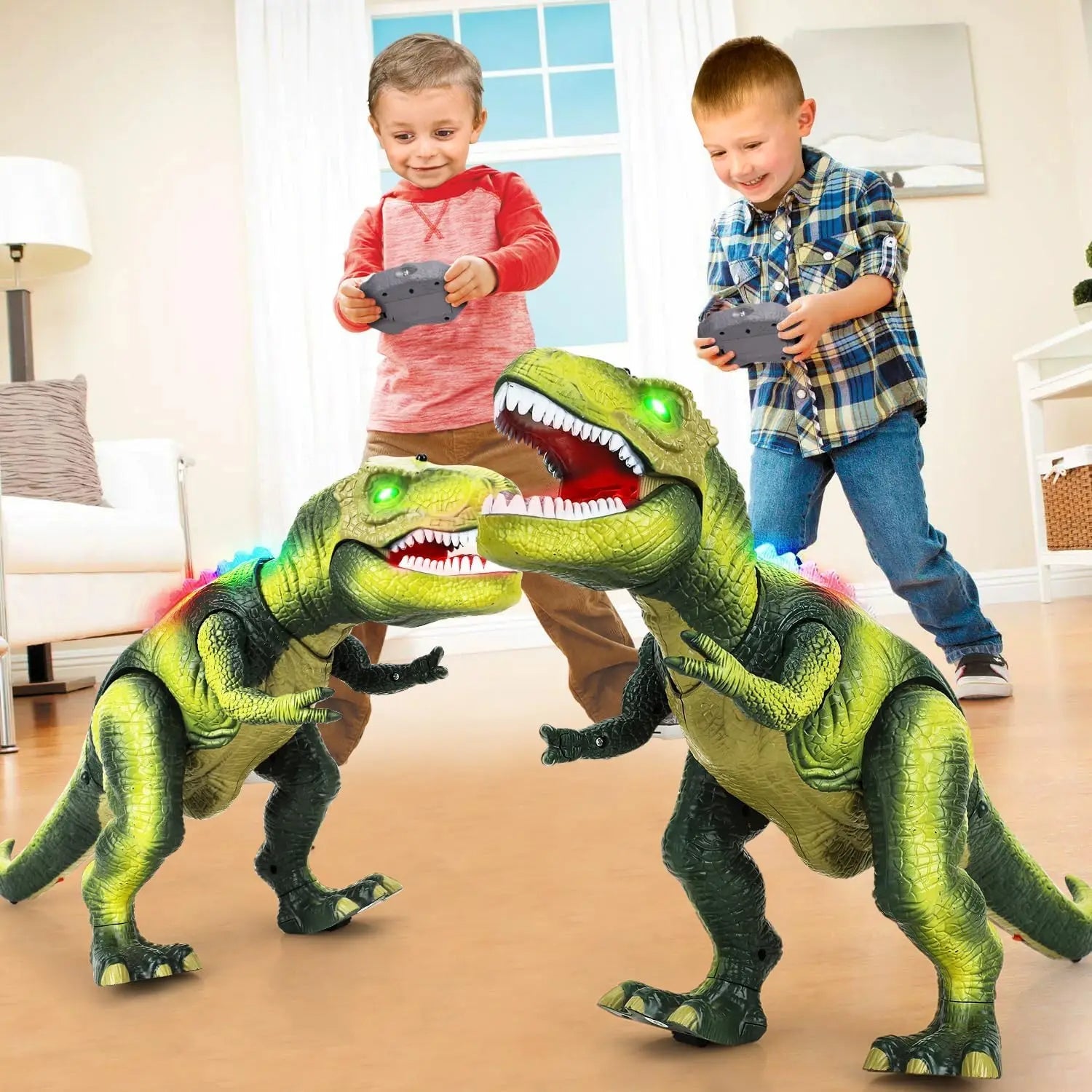 Remote Control T-Rex Dinosaur with LED Lights, Walking & Roaring Realistic Dinosaur Toys