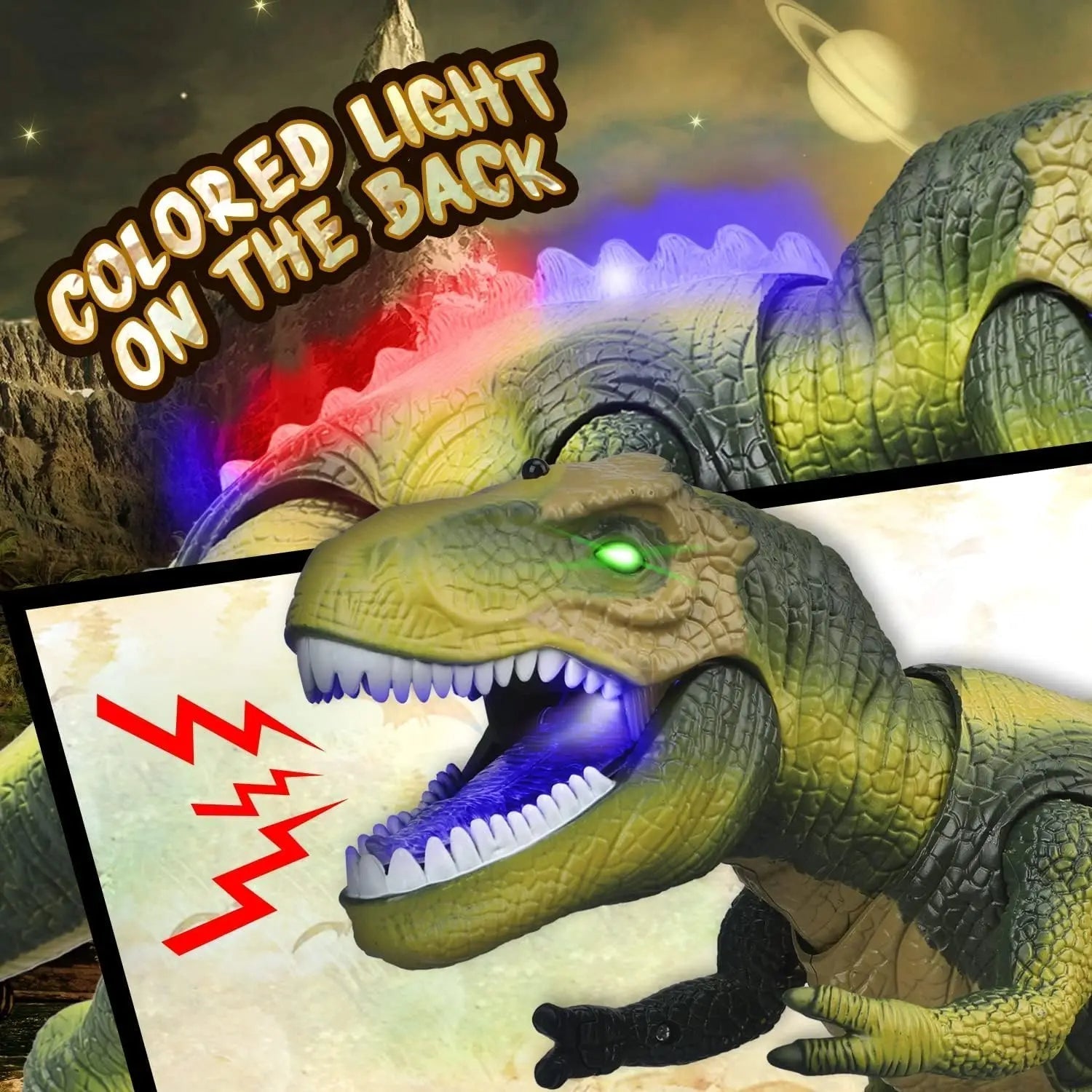 Remote Control T-Rex Dinosaur with LED Lights, Walking & Roaring Realistic Dinosaur Toys