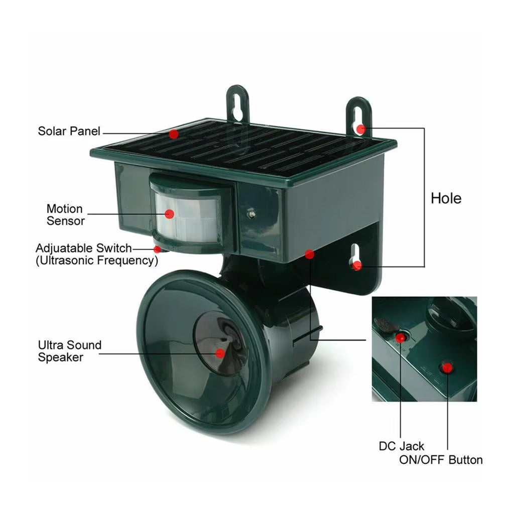 Répulseur solaire à ultrasons pour chauves-souris et animaux sauvages