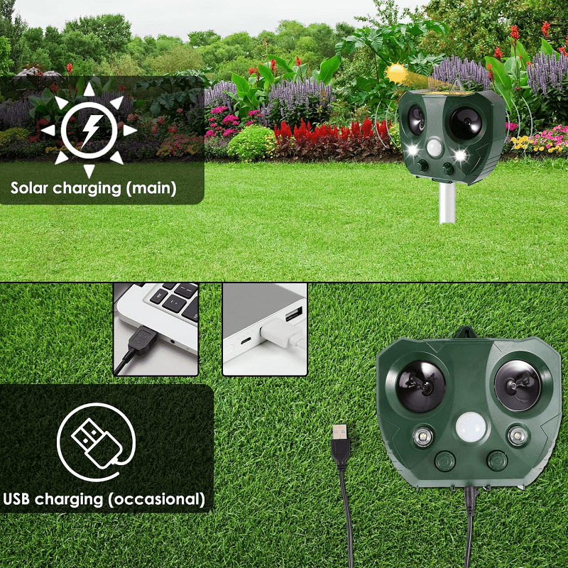Répulsif à oiseaux à ultrasons solaire pour extérieur