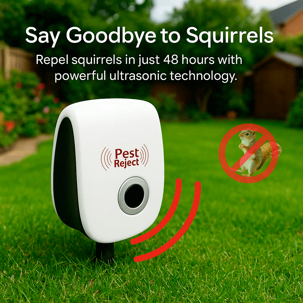Répulsif à ultrasons pour écureuils - Contrôle antiparasitaire efficace pour éloigner les écureuils en 48 heures pour jardins et cours