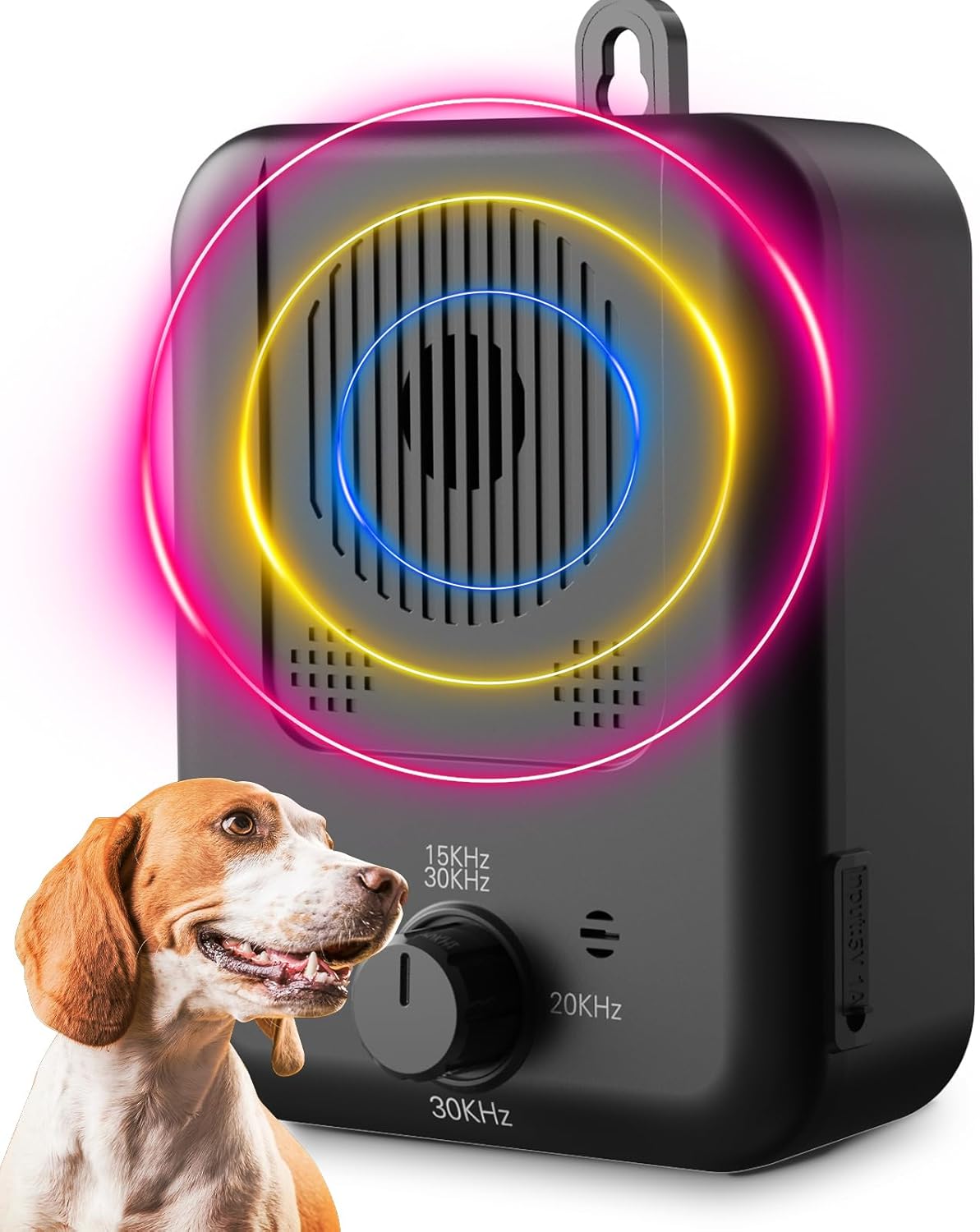 Répulsif à ultrasons rechargeable anti-aboiement pour chiens portée 15 mètres