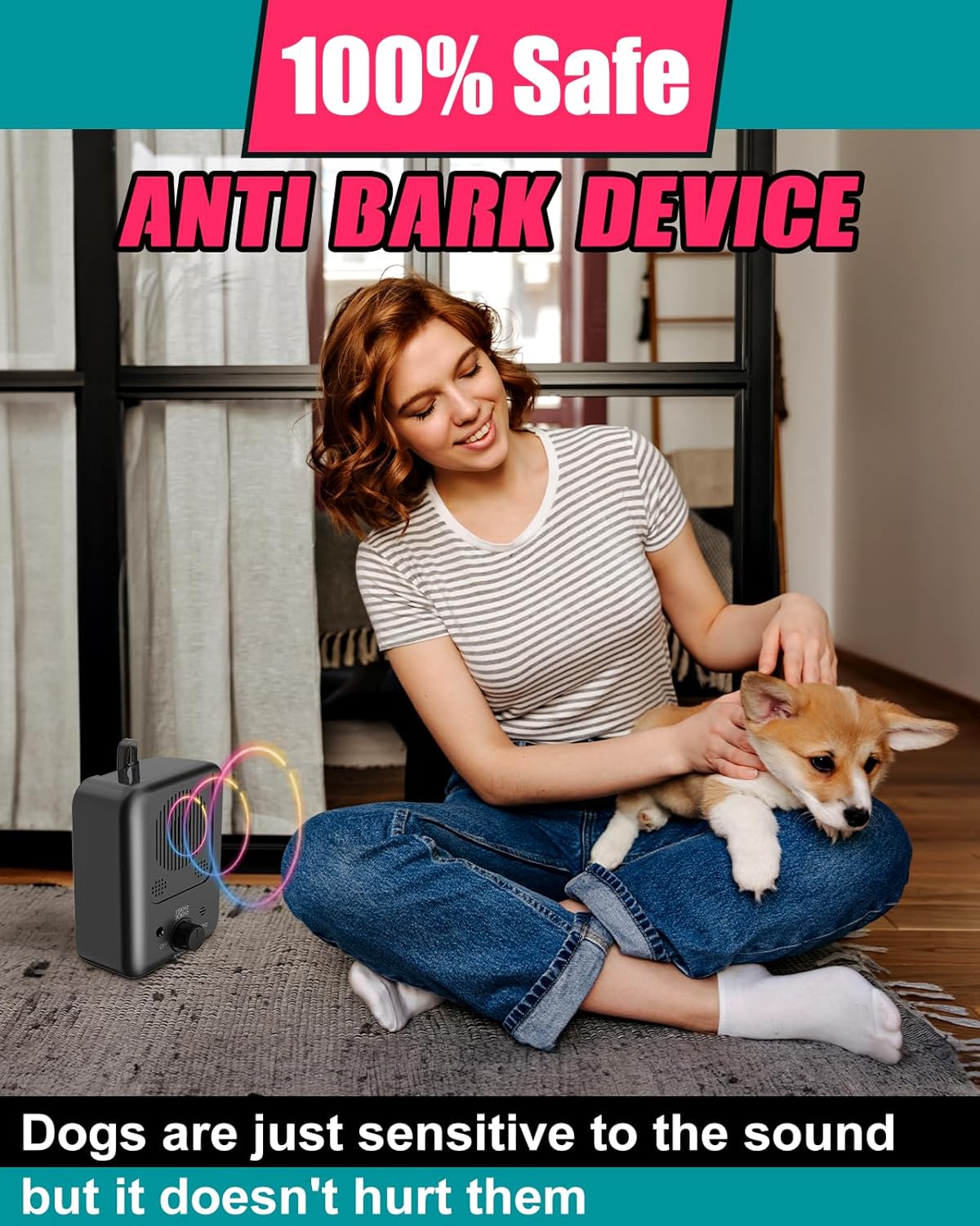 Répulsif à ultrasons rechargeable anti-aboiement pour chiens portée 15 mètres