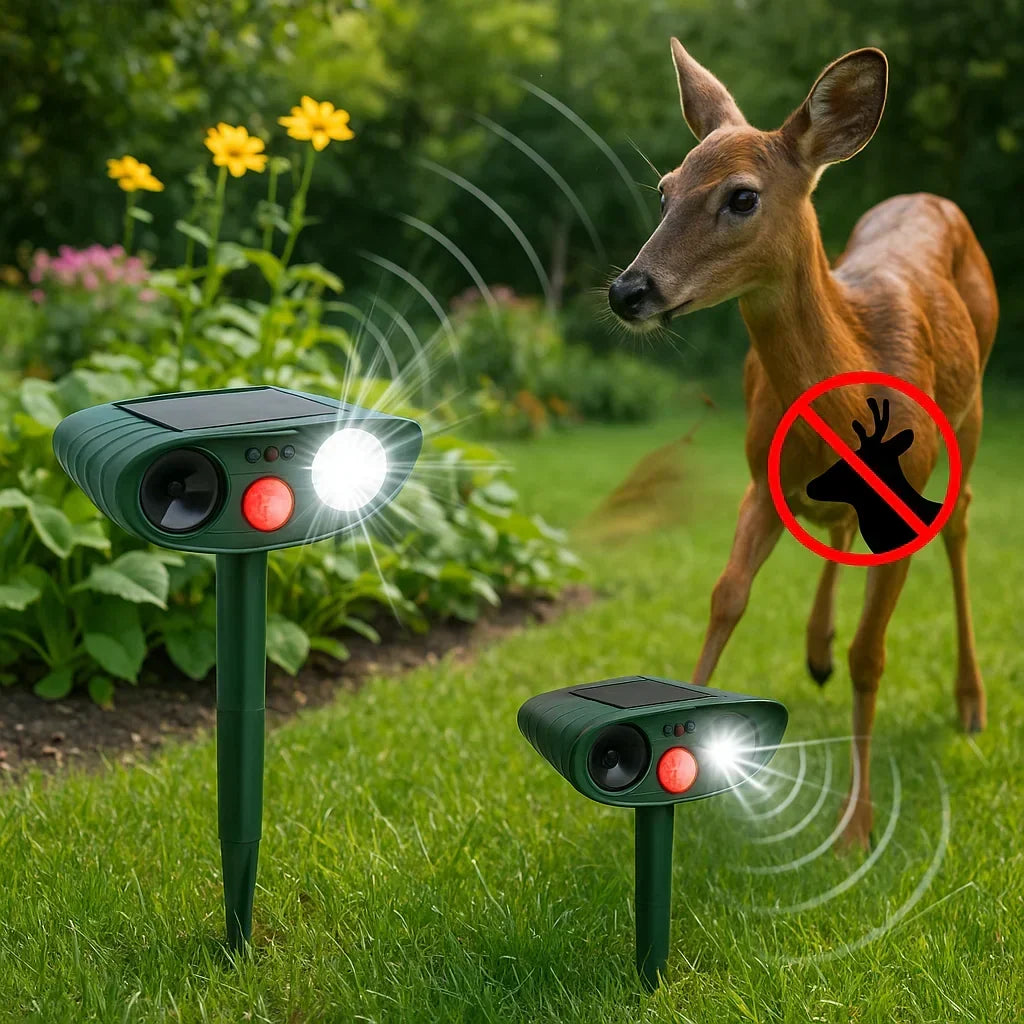 Répulsif à ultrasons solaire d'extérieur pour cerfs pour jardin