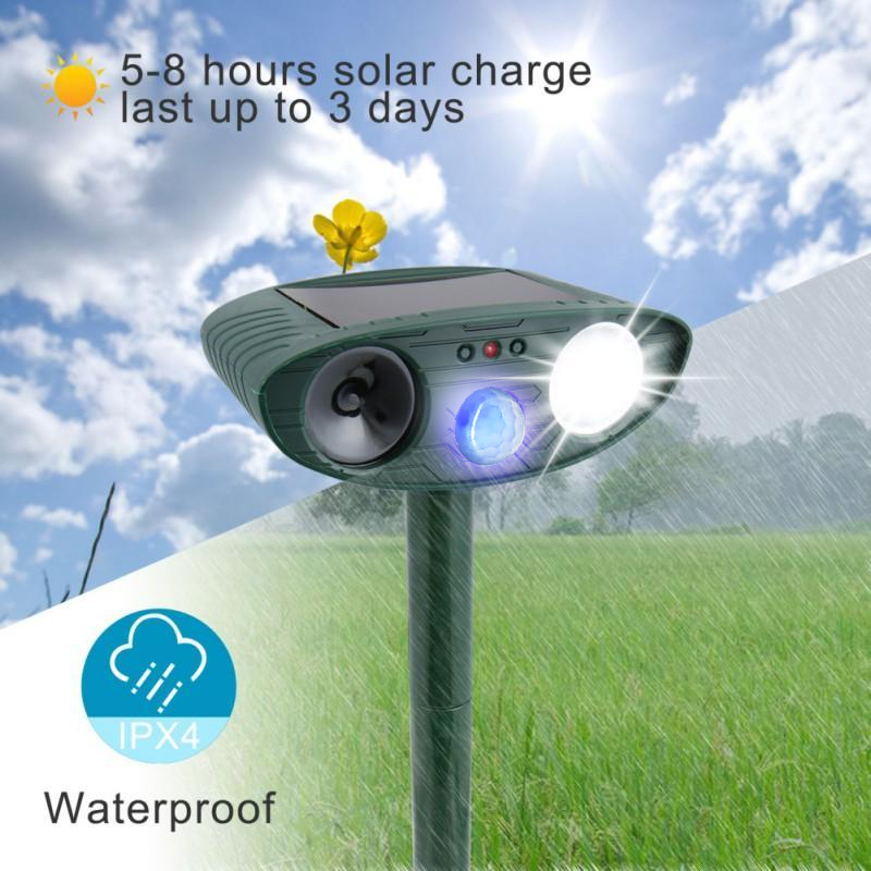 Répulsif à ultrasons solaire d'extérieur pour cerfs pour jardin