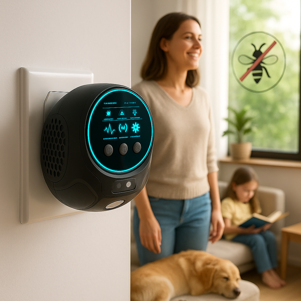 Répulsif ultrasonique contre les abeilles et les guêpes sans produits chimiques avec couverture à 360° pour intérieur et extérieur
