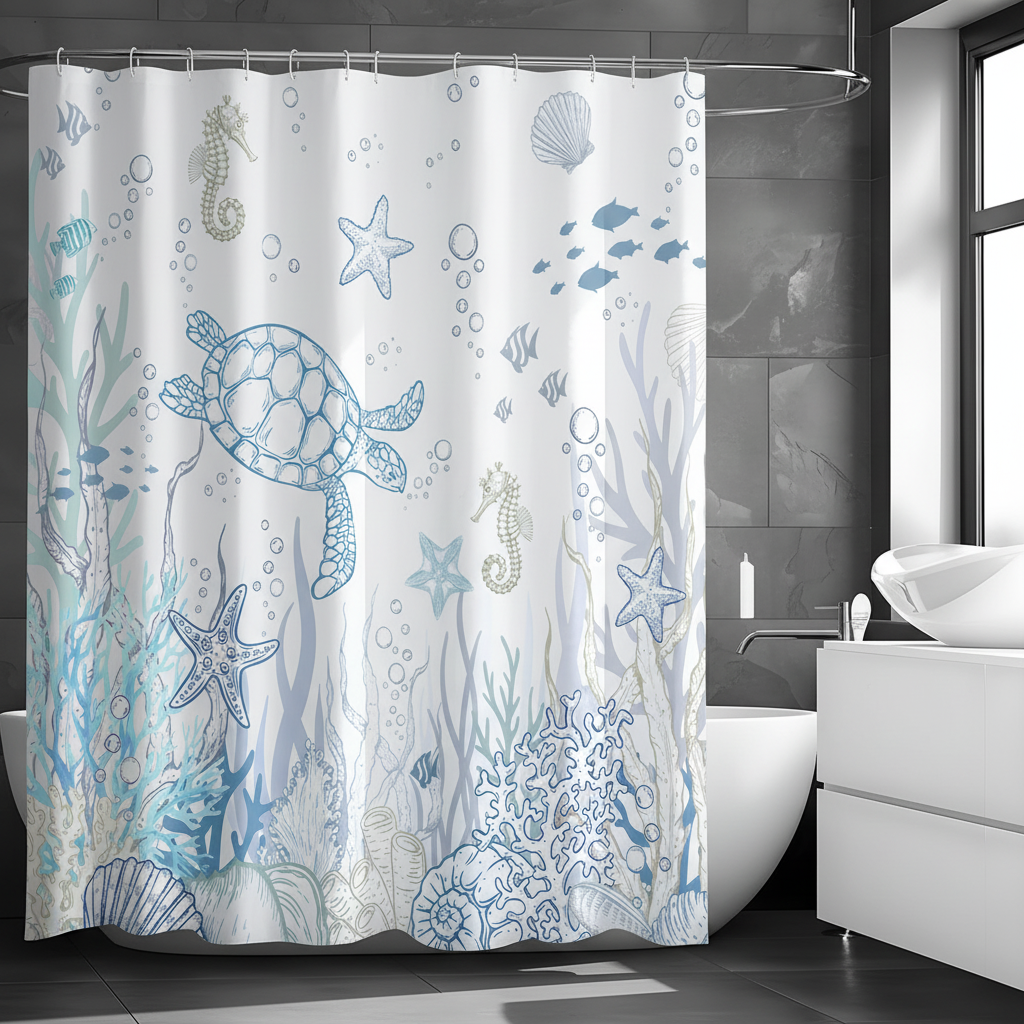 Rideau de douche imperméable en polyester
