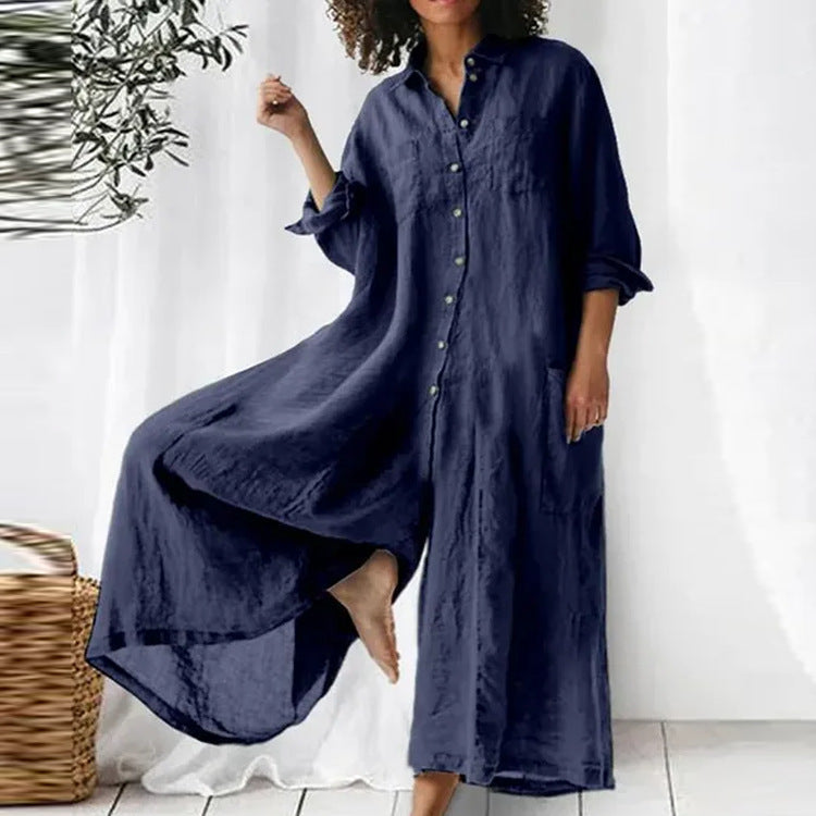Robe chemise maxi pour femme